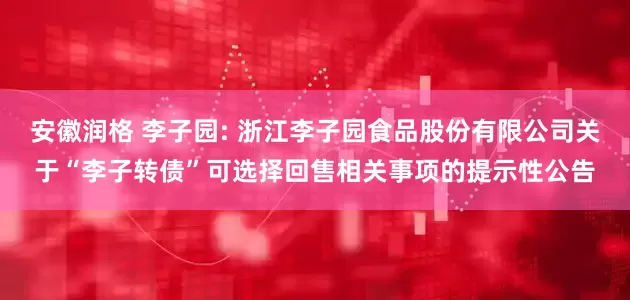 安徽润格 李子园: 浙江李子园食品股份有限公司关于“李子转债”可选择回售相关事项的提示性公告